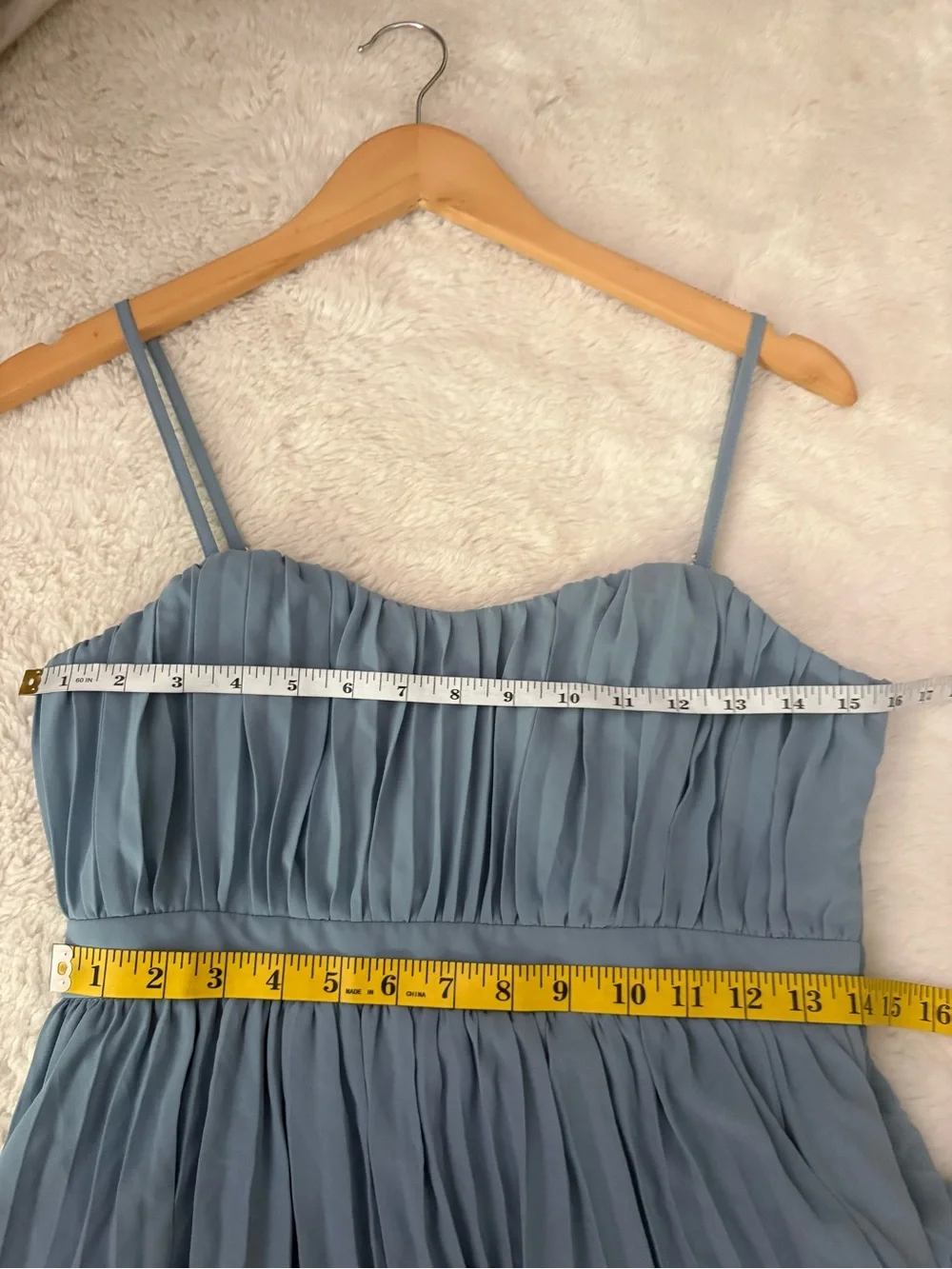 Lulus Jehona Dusty Blue Pleated Tiered Maxi Dress Size Medium Formal Wedding - Picture 6 of 9